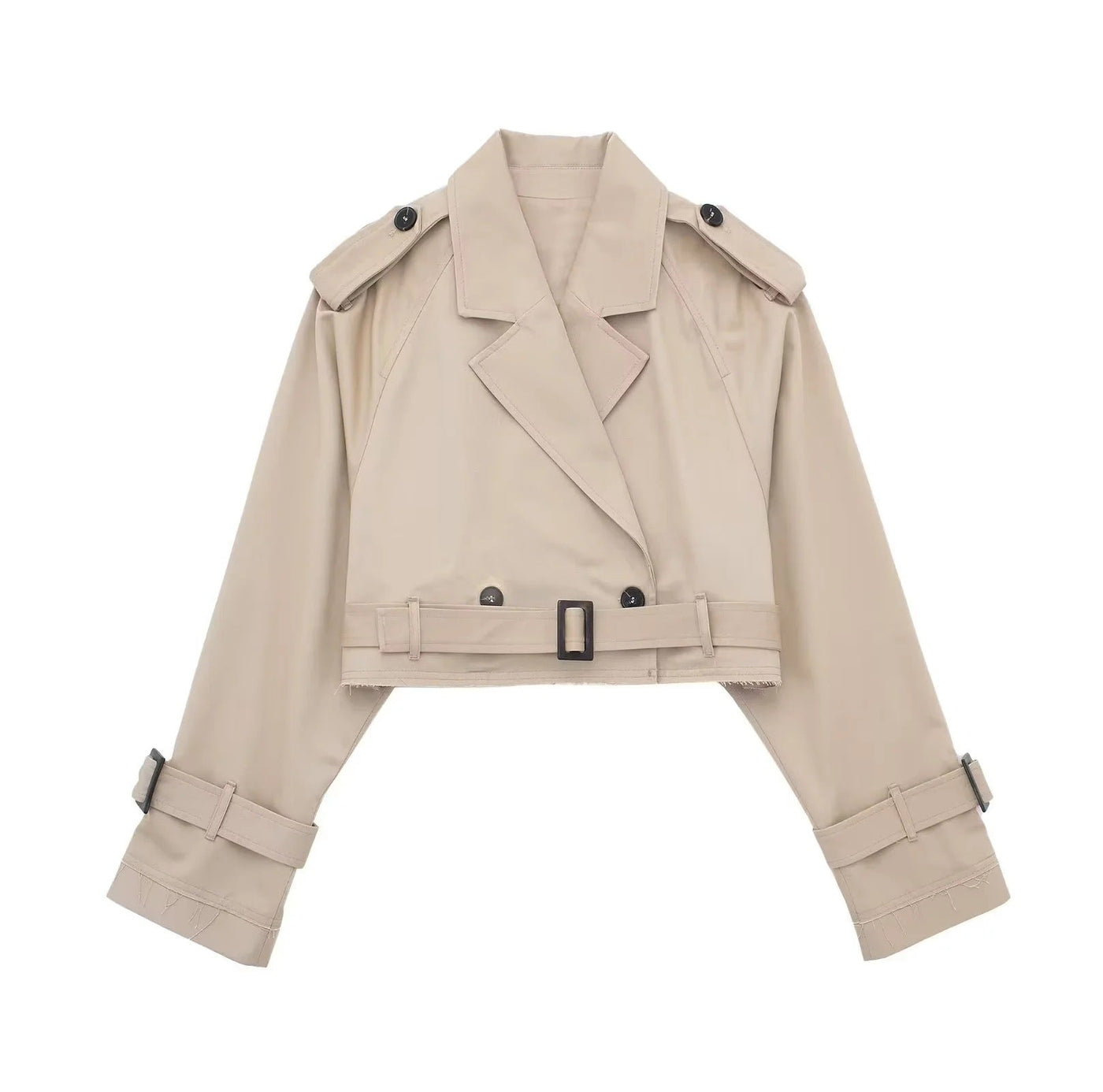 Kurzer Damen-Trenchcoat aus veganem Leder