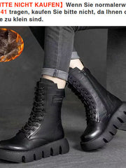Lena | Dicke Sohle Seitlicher Reißverschluss Damenstiefel – Schwarz