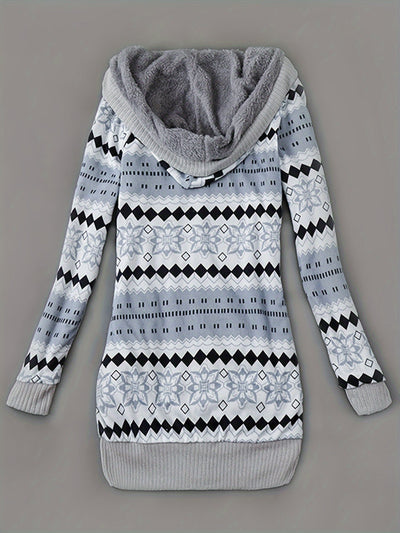 Lässiger Geo Print Cardigan mit Taschen