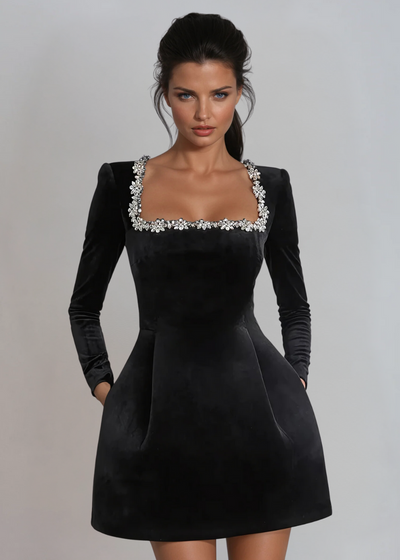 Violett | Samt-Minikleid