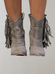 Stilvolle Damen Stiefel mit Fransen - Selena – Grau