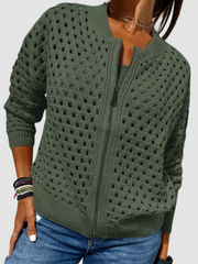 Kaelina - Weiche Strickjacke mit Reißverschluss – Grün