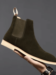 Hohe Herrenstiefel aus Wildleder – Armeegrün