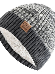 Vintage Vibe Mütze | Retro gefütterte Wintermütze mit lässigem Strickdesign – Dunkelgrau