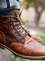 Oscar | Klassische Leder-Schnürstiefeletten mit Cap-Toe – Braun