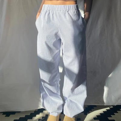 Damenhose – Hohe Taille – Weite Beine – Elastischer Bund – Leicht und lässig