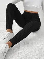 Zoe - French-inspirierte gerippte Damen-Leggings mit verstellbarer Taillenschnürung
