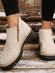 Stephanie | Elegante Und Moderne Plateau Stiefeletten – Beige