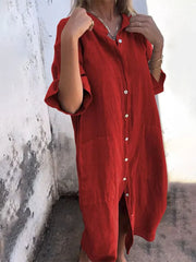 Valerie – Lässiges Damen Hemdblusenkleid – Rot