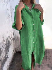 Valerie – Lässiges Damen Hemdblusenkleid – Grün