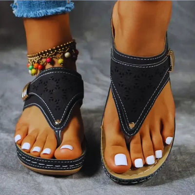 Sandania – damen-keilsandalen mit clip-toe aus pu-leder