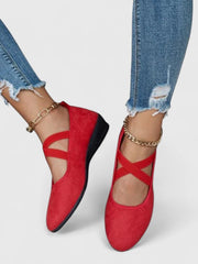 Claudia | Damen Orthopädische Kreuzriemen Ballerinas – Rot