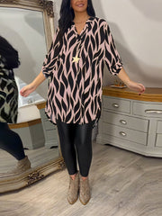 Eleanor - Damenbluse mit Muster – Rosa