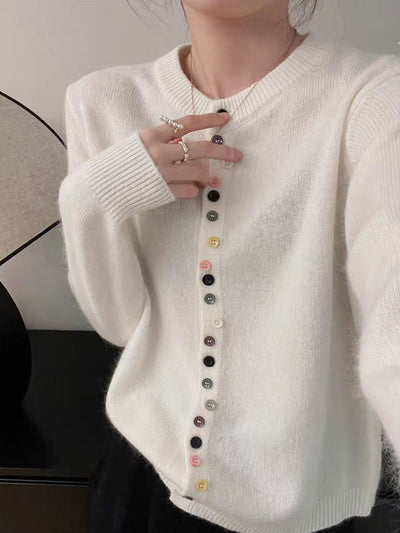 ADELA™ | Cardigan mit bunten Knöpfen