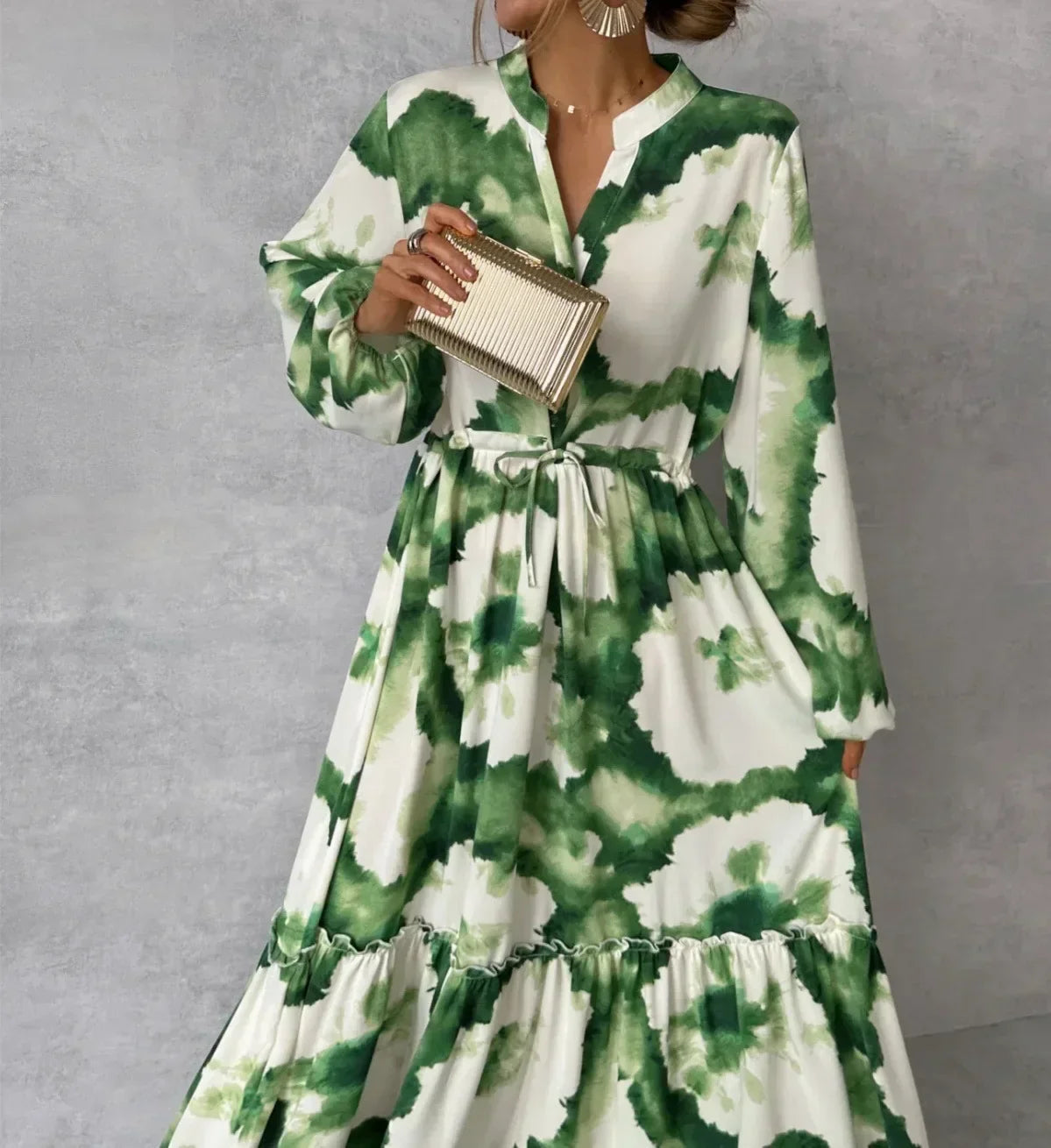 Cerena – Elegantes Maxikleid mit langen Ärmeln