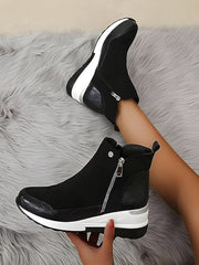 Orthopädische Leder Damen Stiefeletten - Emma – Schwarz