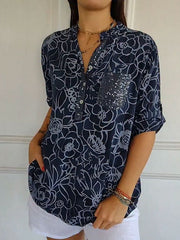 Mila | Elegante Bluse Damen Mit Pocket – Dunkelblau