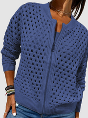 Kaelina - Weiche Strickjacke mit Reißverschluss – Blau