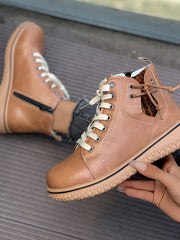 Ella | Stilvolle Leder Boots Damen Trend – Erdgelb