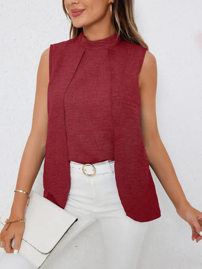 Zyra – Stilvolle ärmellose Bluse mit hohem Kragen