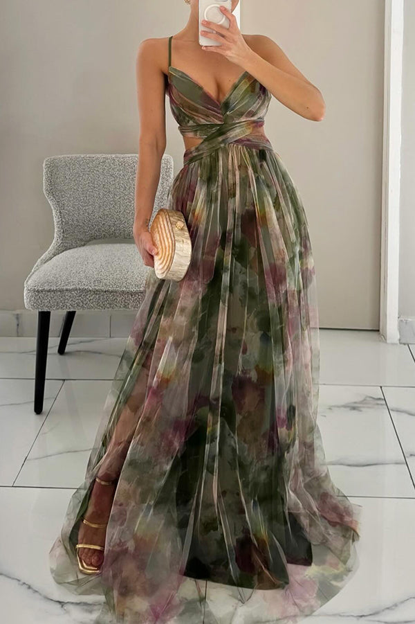 Elegantes Damen Maxikleid mit V-Ausschnitt – Ideal für Hochzeitsgäste