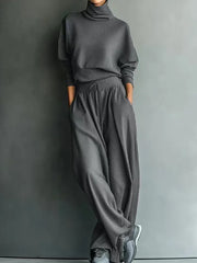 Orianna - weiches zweiteiliges Rollkragen-Set – Grau