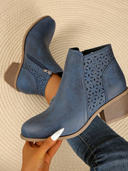 Greta | Damen Stiefeletten zum Hineinschlüpfen mit seitlichem Reißverschluss – Blau