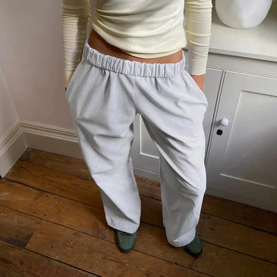 Damenhose – Hohe Taille – Weite Beine – Elastischer Bund – Leicht und lässig