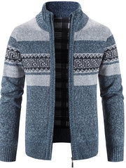 Lucas | Moderne und Warme Herren Pullover Jacke – Blau-Grau
