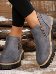 Stephanie | Elegante Und Moderne Plateau Stiefeletten – Grau