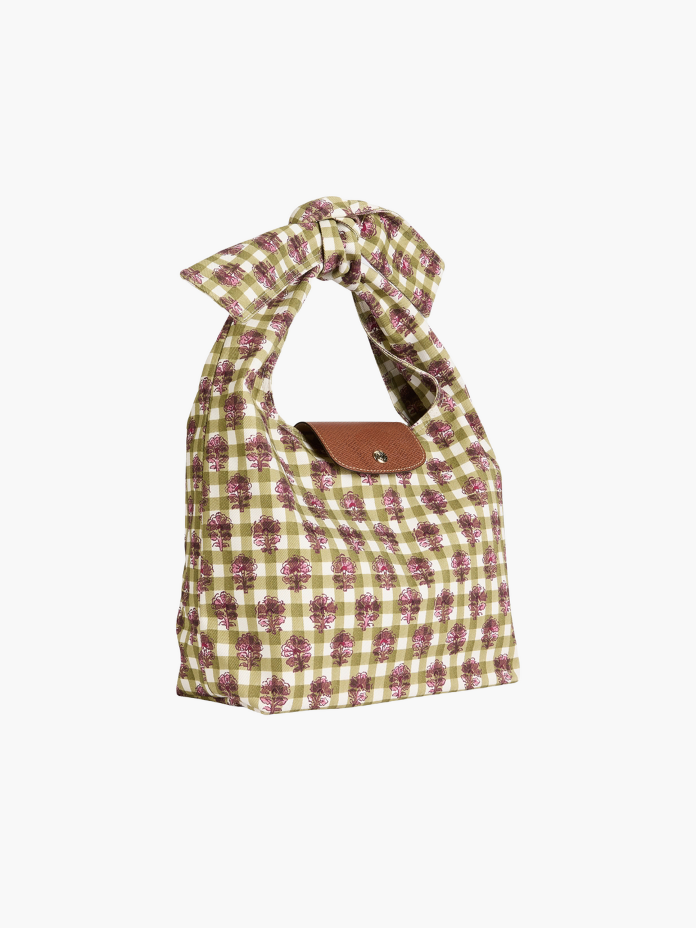Blumen-Gingham Umhängetasche Damen mit Knotengriff