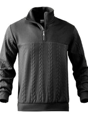 Julian | Klassischer Herren Zopfstrickpullover Mit Quarter-Zip – Schwarz