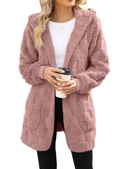 Zinnabelle - flauschige Kapuzenstrickjacke – Rosa