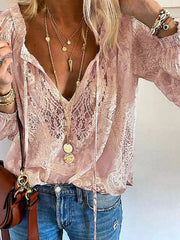 Exklusive Damenbluse mit Spitze - Elodie – Rosa