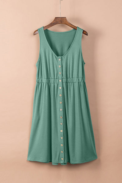 Ärmelloses Mini‑Kleid – Modal, Hohe Taille & Drapiertes Detail