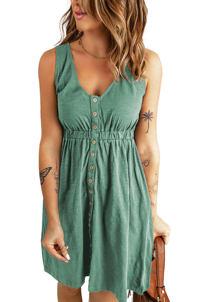 Ärmelloses Mini‑Kleid – Modal, Hohe Taille & Drapiertes Detail