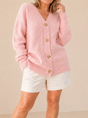 Halcyon - Soft-Touch-Cardigan mit Knöpfen – Rosa