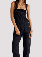 Sophie - Lässiger, locker sitzender Jeans-Jumpsuit für Damen – Schwarz