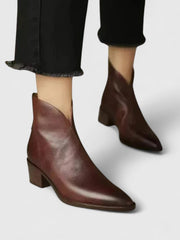 Nicole | Elegante Stiefeletten mit Blockabsatz – Braun