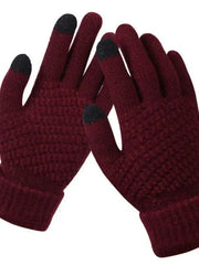 Eive | Gestrickte Handschuhe mit Touchscreen – Weinrot