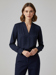 Elke | Damen Bluse mit Puffärmeln und Tailliertem Schnitt – Marineblau