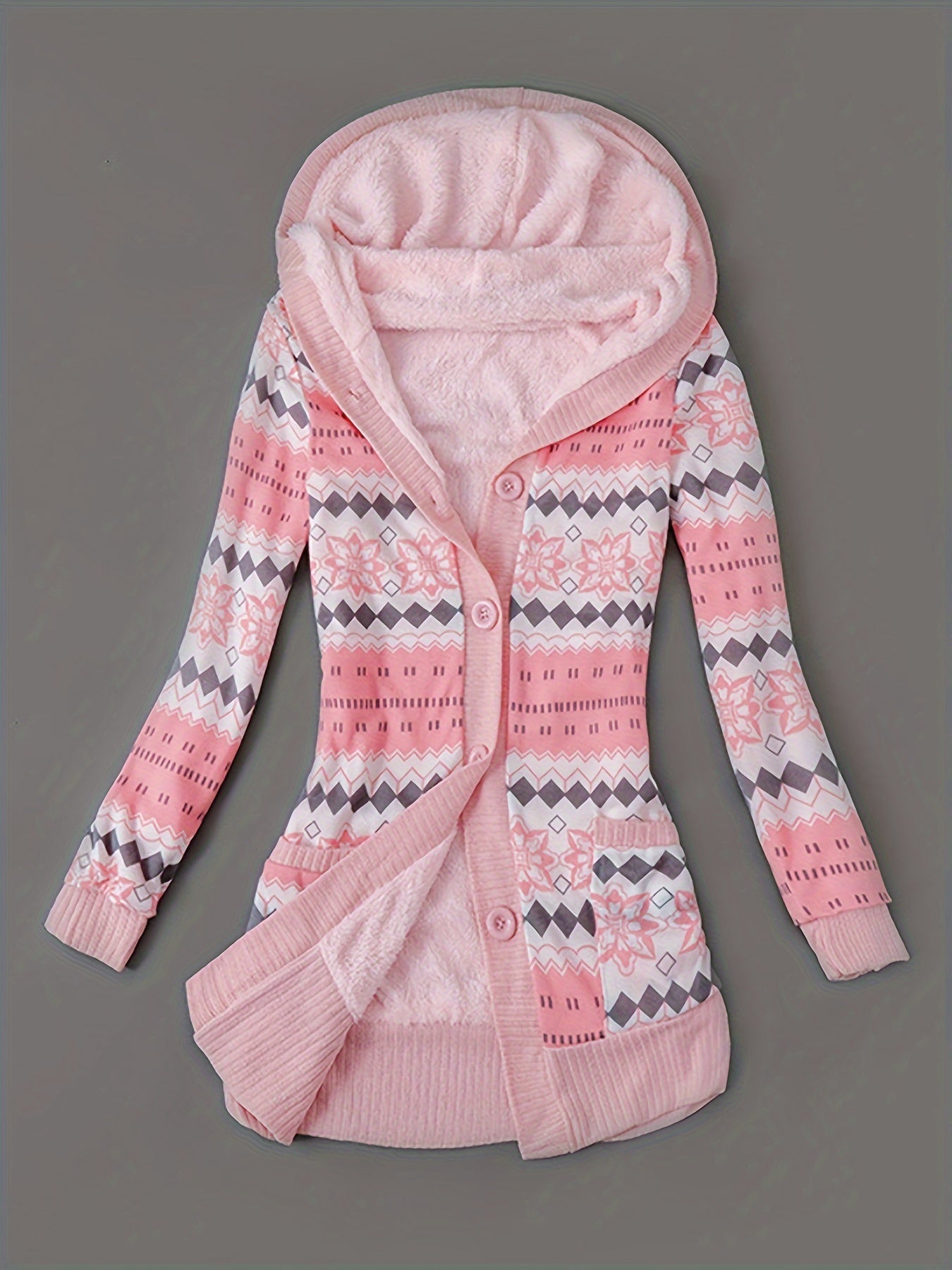 Lässiger Geo Print Cardigan mit Taschen