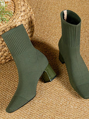 Kerstin | Moderne Und Elegante Stricker-Stiefeletten – Grün