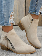 Mia - Stiefel mit Reißverschluss – Beige
