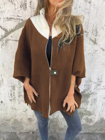 Lässige Jacke mit Stehkragen und Reißverschluss