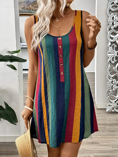 Aishia – Bunt gestreiftes Minikleid