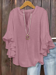 Norabelle - Elegante Bluse mit Rüschenärmeln – Pink