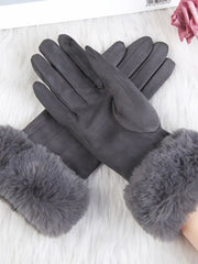 Winterhandschuhe mit Kunstfell – Grau