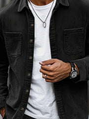 Bryce | Herren Langarm-Overshirt mit Taschen und Knöpfen – Schwarz