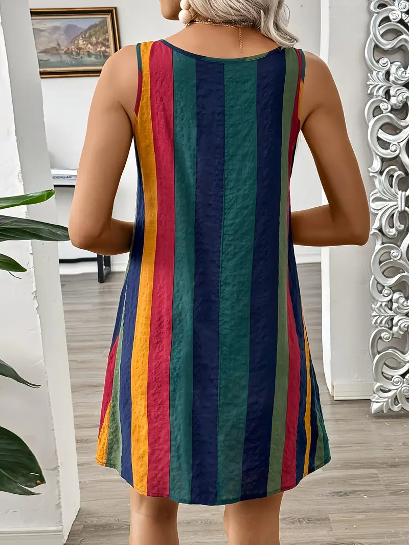 Aishia – Bunt gestreiftes Minikleid